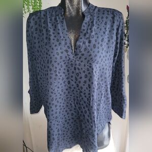 Lush Dark Grey and Black Leopard Print Blouse M